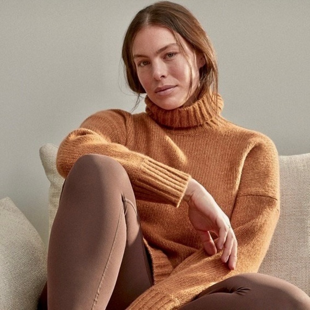 EVERLANE The Cloud Turtleneck Sweater Wool Alpaca Heathered Chai‎ Small